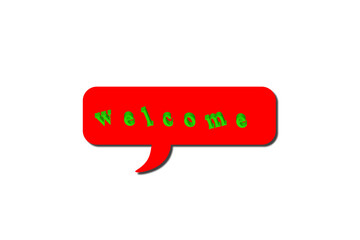 Welcome Speech Bubble with Drop Shadow on Transparent Background. red speech bubble