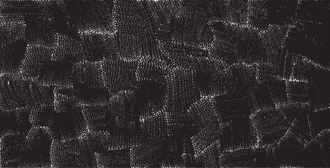 Monochrome texture composed of irregular graphic elements. Distressed uneven grunge background. Abstract vector illustration. Overlay for interesting effect and depth. Isolated on white background.