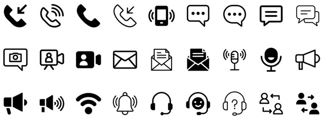 Communication Set of Web Icons | Messaging, Support & Interaction Icons for UI