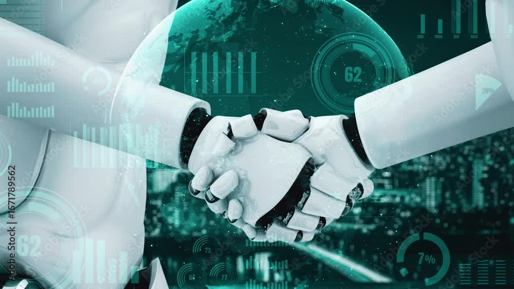 Poster future financial technology controll by ai robot huminoid uses machine learning and artificial intel