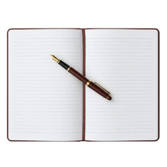 Open lined notebook with classic fountain pen