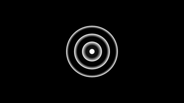 The Radio wave icon animation video. in Circle Form. white radio waves signal icon. Glowing animations white radio wave in black background.