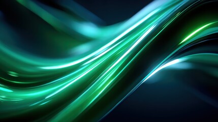 Dynamic flowing lines of vibrant green evoke eco-friendly energy and sustainable power in an abstract expressionist style.