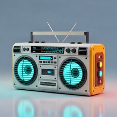 Fototapeta premium Retro Boombox with Glowing Speakers 