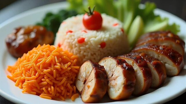 Tempt culinary audiences overhead K o shot steaming multi dish Asian cuisine arranged bright porcelain each ingredient meticulously lit to emphasise colour balance appetising texture reframed e forty