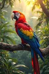 Fototapeta premium red and blue macaw