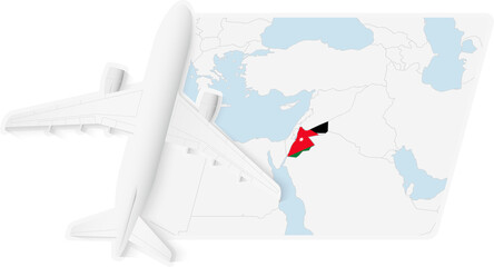 Airplane over Jordan Map