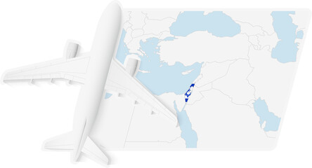Airplane over Israel Map