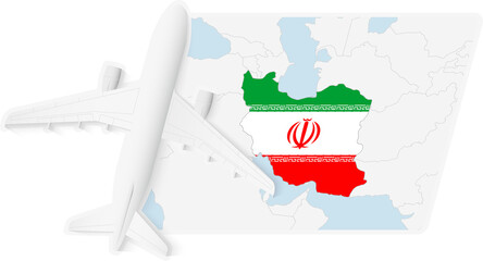 Airplane over Iran Map