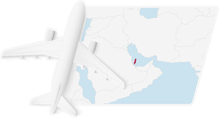 Airplane over Qatar Map