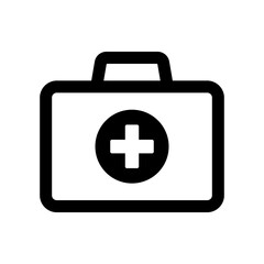 First aid box icon, medical briefcase icon.