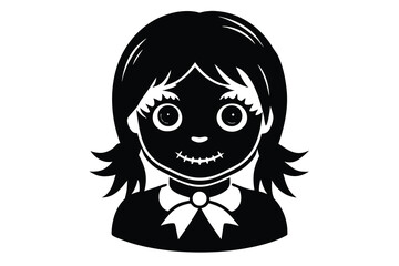 cursed doll head vector icon