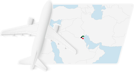 Airplane over Kuwait Map
