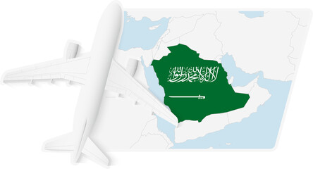 Airplane over Saudi Arabia Map