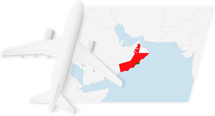 Airplane over Oman Map