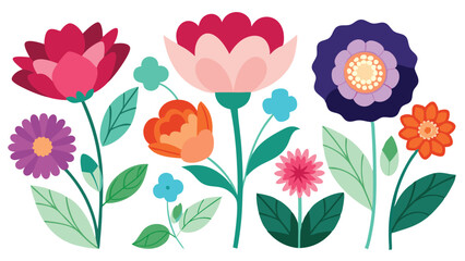 Simple vector illustration of flowers on transparent background.