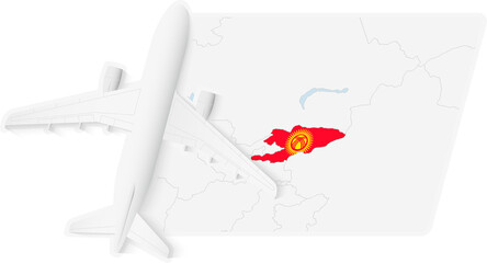 Airplane over Kyrgyzstan Map
