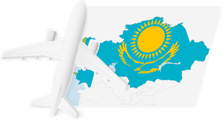 Airplane over Kazakhstan Map