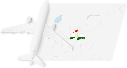 Airplane over Tajikistan Map