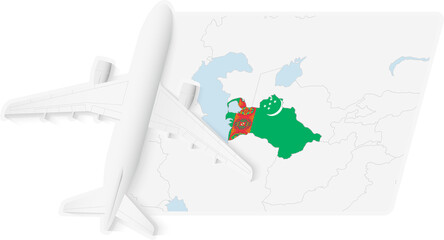 Airplane over Turkmenistan Map