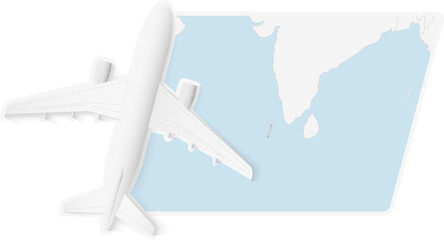 Airplane over Maldives Map