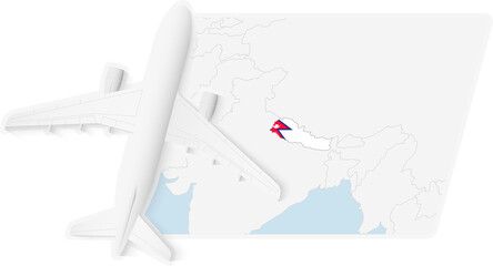 Airplane over Nepal Map