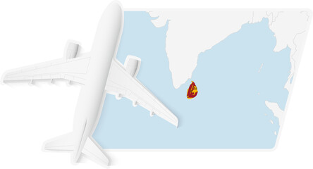 Airplane over Sri Lanka Map