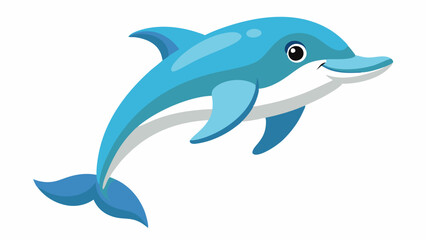 Fototapeta premium Vector illustration of a cheerful dolphin isolated on a white background.