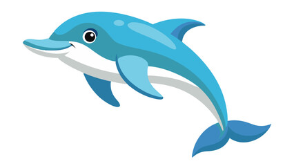 Obraz premium Vector illustration of a happy dolphin. Isolated on transparent background.