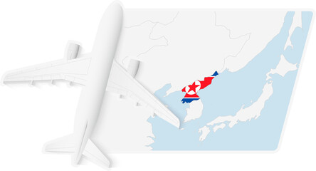 Airplane over North Korea Map