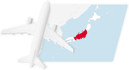 Airplane over Japan Map