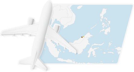 Airplane over Brunei Map
