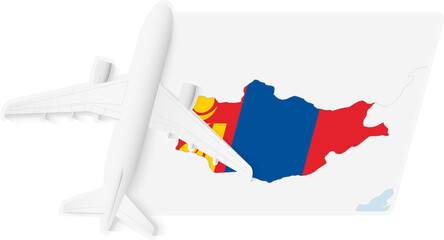 Airplane over Mongolia Map