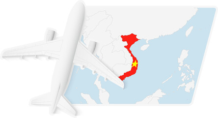 Airplane over Vietnam Map