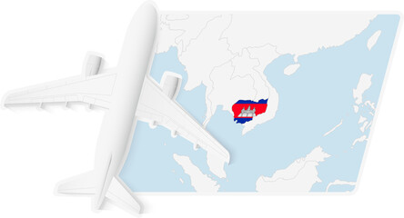 Airplane over Cambodia Map