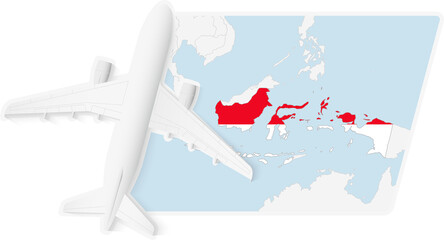 Airplane over Indonesia Map