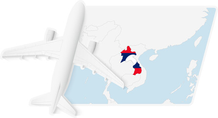 Airplane over Laos Map