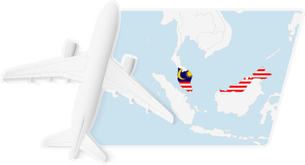 Airplane over Malaysia Map