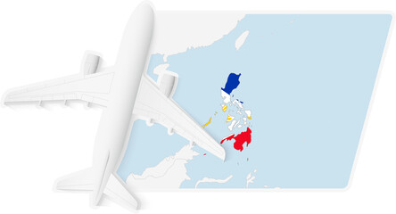 Airplane over Philippines Map