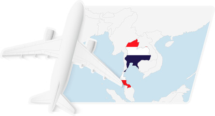 Airplane over Thailand Map