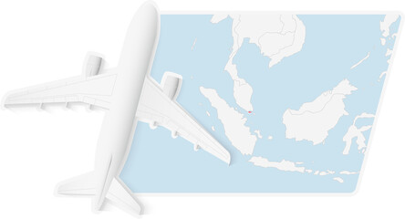 Airplane over Singapore Map