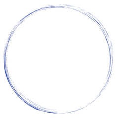 Distressed Blue Circle Outline - Grunge Textured Round Frame Element on White Background Vector