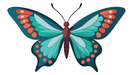 Beautiful butterfly with spread wings isolated on transparent background. Vector illustration.