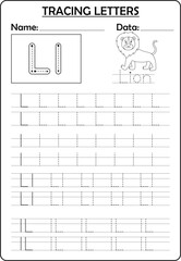 Back to school letter L worksheet for preschool and kindergarten kids. 