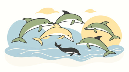 playful dolphins in the sea.