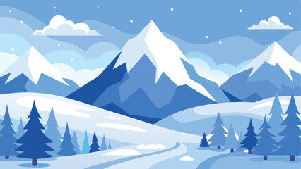 Winter wonderland with snowy mountains as a simple vector illustration.