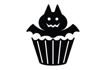 halloween cupcake vector icon