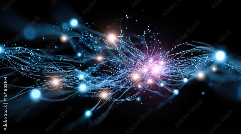 Poster abstract light patterns, a visual representation of interconnectedness and energy flow. the image is