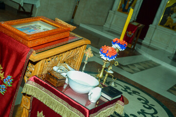 December 12, 2022 - Belgrade, Serbia. Interior and Exterior of the Serbian Orthodox Church in Belgrade