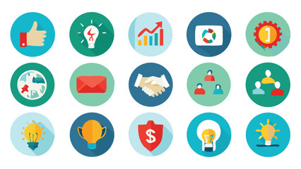 set of vector icons for business, finance, and communication